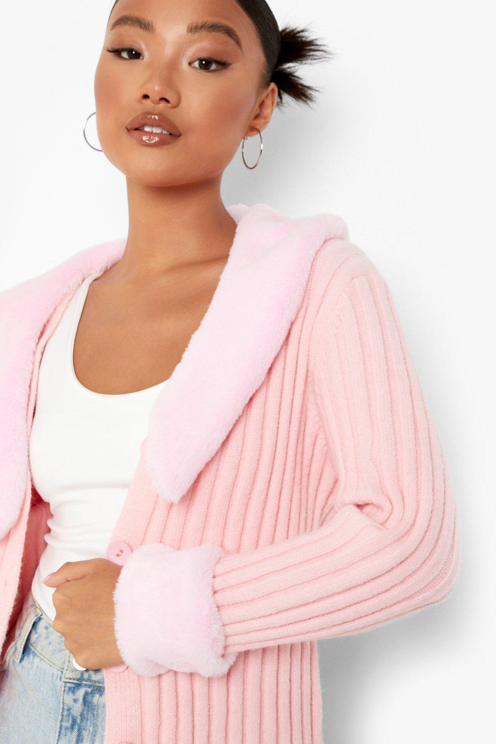 Faux fur cuff clearance cardigan